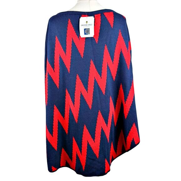 Emerson Street Red Blue Ole Miss Rebels Mississippi Poncho Cape Sz. S/M Peru NWT - Picture 4 of 9
